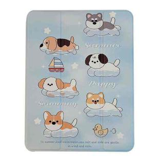 For iPad 10.2 2021 / 2020 / 10.5 3-Fold 360 Rotation Painted Leather Smart Tablet Case(Puppy Swimming)