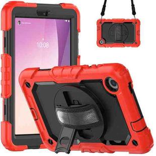 For Lenovo Tab M8 4th Gen Silicone Hybrid PC Tablet Case with Shoulder Strap(Red)