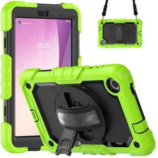 For Lenovo Tab M8 4th Gen Silicone Hybrid PC Tablet Case with Shoulder Strap(Yellow Green)
