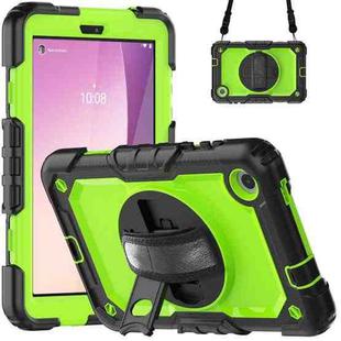 For Lenovo Tab M8 4th Gen Silicone Hybrid PC Tablet Case with Shoulder Strap(Yellow Green PC)