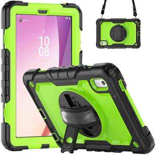 For Lenovo Tab M9 Silicone Hybrid PC Tablet Case with Shoulder Strap(Yellow Green PC)