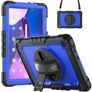 For Lenovo Tab M10 10.1 Gen 3rd Silicone Hybrid PC Tablet Case with Shoulder Strap(Blue PC)