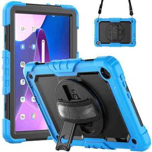 For Lenovo Tab M10 10.1 Gen 3rd Silicone Hybrid PC Tablet Case with Shoulder Strap(Light Blue)