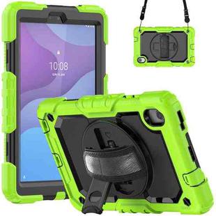 For Lenovo Tab M8 HD 2020/2019 Silicone Hybrid PC Tablet Case with Shoulder Strap(Yellow Green)