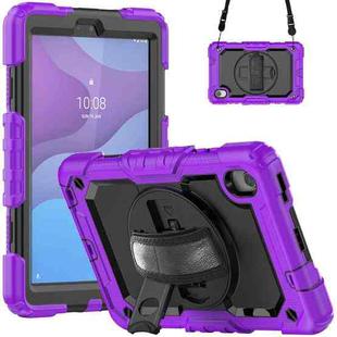 For Lenovo Tab M8 HD 2020/2019 Silicone Hybrid PC Tablet Case with Shoulder Strap(Purple)