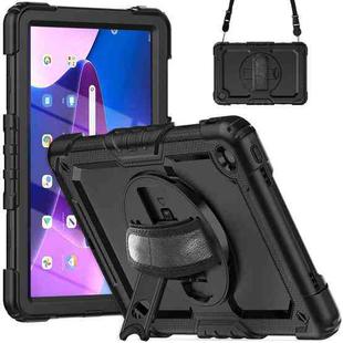 For Lenovo Tab M10 Plus 10.6 Gen 3rd Silicone Hybrid PC Tablet Case with Shoulder Strap(Black)