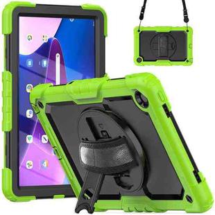 For Lenovo Tab M10 Plus 10.6 Gen 3rd Silicone Hybrid PC Tablet Case with Shoulder Strap(Yellow Green)