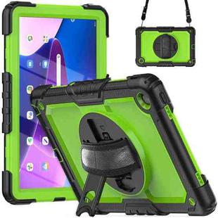 For Lenovo Tab M10 Plus 10.6 Gen 3rd Silicone Hybrid PC Tablet Case with Shoulder Strap(Yellow Green PC)