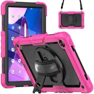 For Lenovo Tab M10 Plus 10.6 Gen 3rd Silicone Hybrid PC Tablet Case with Shoulder Strap(Rose Red)