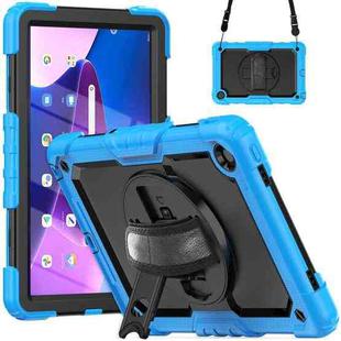 For Lenovo Tab M10 Plus 10.6 Gen 3rd Silicone Hybrid PC Tablet Case with Shoulder Strap(Light Blue)