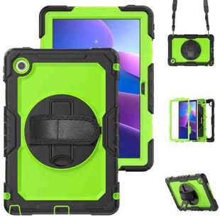 For Lenovo Tab 10.1 / ZhaoYang K10c Silicone Hybrid PC Tablet Case with Shoulder Strap(Yellow Green PC)