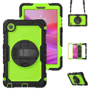 For Lenovo Tab K9 / Tab One Silicone Hybrid PC Tablet Case with Shoulder Strap(Yellow Green PC)