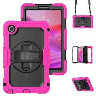 For Lenovo Tab K9 / Tab One Silicone Hybrid PC Tablet Case with Shoulder Strap(Rose Red)