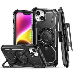 For iPhone 14 Armor Series Holder Phone Case with Back Clip(Black)