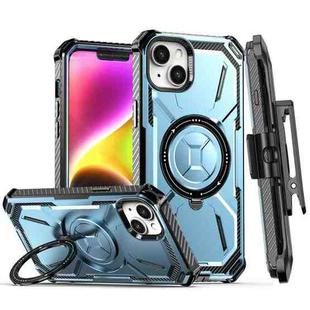 For iPhone 14 Armor Series Holder Phone Case with Back Clip(Blue)