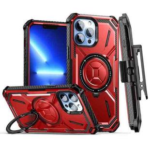 For iPhone 13 Pro Armor Series Holder Phone Case with Back Clip(Red)