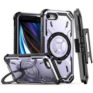 For iPhone SE 2022 / SE 2020 / 8 / 7 Armor Series Holder Phone Case with Back Clip(Purple)