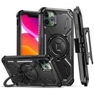 For iPhone 11 Pro Max Armor Series Holder Phone Case with Back Clip(Black)
