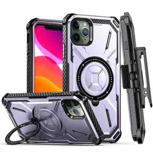 For iPhone 11 Pro Max Armor Series Holder Phone Case with Back Clip(Purple)