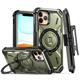 For iPhone 11 Pro Armor Series Holder Phone Case with Back Clip(Army Green)