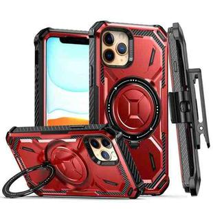 For iPhone 11 Armor Series Holder Phone Case with Back Clip(Red)