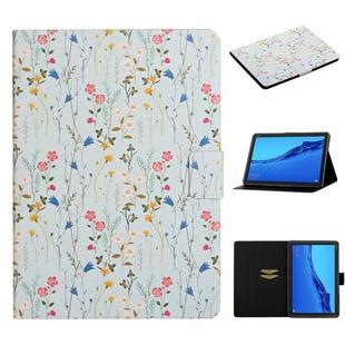 For Huawei MediaPad M5 lite 10.1 Flower Pattern Horizontal Flip Leather Case with Card Slots & Holder(Small Floral)