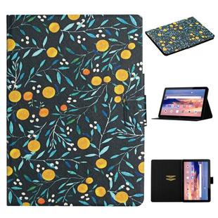 For Huawei MediaPad T5 Flower Pattern Horizontal Flip Leather Case with Card Slots & Holder(Yellow Fruit)