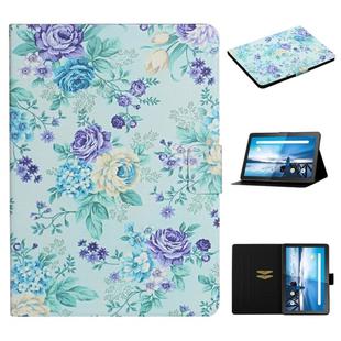 For Lenovo Tab M10  Flower Pattern Horizontal Flip Leather Case with Card Slots & Holder(Purple Flower)