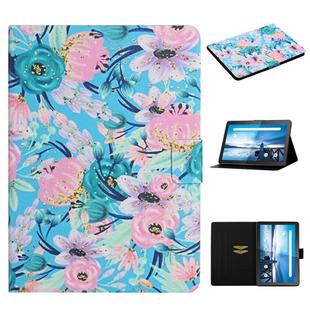 For Lenovo Tab M10  Flower Pattern Horizontal Flip Leather Case with Card Slots & Holder(Pink Flower)