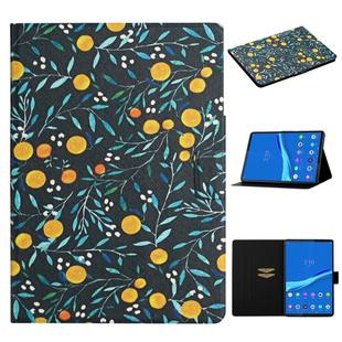 For Lenovo Tab M10 Plus Flower Pattern Horizontal Flip Leather Case with Card Slots & Holder(Yellow Fruit)
