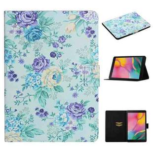 For Samsung Galaxy Tab A 8.0 2019 Flower Pattern Horizontal Flip Leather Case with Card Slots & Holder(Purple Flower)