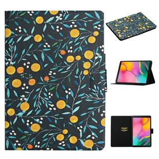 For Samsung Galaxy Tab A 10.1 (2019) Flower Pattern Horizontal Flip Leather Case with Card Slots & Holder(Yellow Fruit)