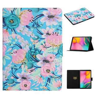 For Samsung Galaxy Tab A 10.1 (2019) Flower Pattern Horizontal Flip Leather Case with Card Slots & Holder(Pink Flower)