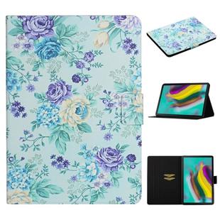 For Samsung Galaxy Tab S5e T720 Flower Pattern Horizontal Flip Leather Case with Card Slots & Holder(Purple Flower)