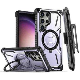 For Samsung Galaxy S23 Ultra 5G Armor Series MagSafe Magnetic Holder Phone Case with Back Clip(Purple)