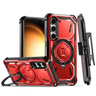 For Samsung Galaxy S23+ 5G Armor Series Holder Phone Case with Back Clip(Red)