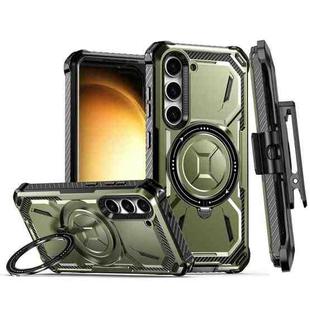 For Samsung Galaxy S23+ 5G Armor Series Holder Phone Case with Back Clip(Army Green)