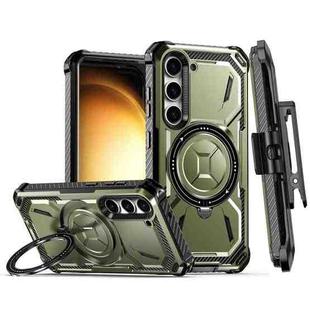 For Samsung Galaxy S23 5G Armor Series Holder Phone Case with Back Clip(Army Green)