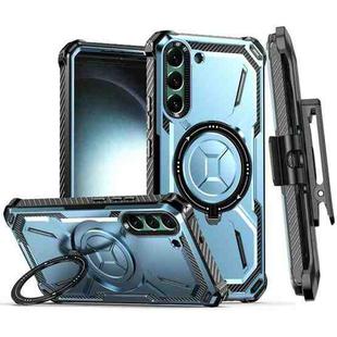 For Samsung Galaxy S22 5G Armor Series Holder Phone Case with Back Clip(Blue)