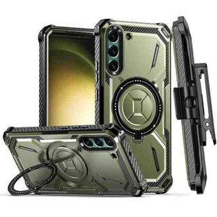 For Samsung Galaxy S22+ 5G Armor Series Holder Phone Case with Back Clip(Army Green)