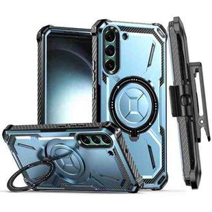 For Samsung Galaxy S21+ 5G Armor Series Holder Phone Case with Back Clip(Blue)