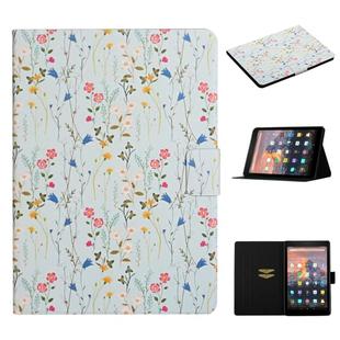 For Amazon Kindle Fire HD 10 Flower Pattern Horizontal Flip Leather Case with Card Slots & Holder(Small Floral)