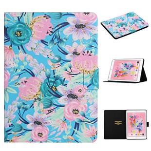 For iPad 10.2 Flower Pattern Horizontal Flip Leather Case with Card Slots & Holder(Pink Flower)