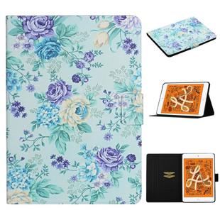 For iPad Mini 4 & 3 & 2 & 1 Flower Pattern Horizontal Flip Leather Case with Card Slots & Holder(Purple Flower)