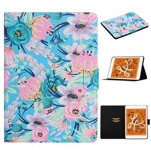 For iPad Mini 4 & 3 & 2 & 1 Flower Pattern Horizontal Flip Leather Case with Card Slots & Holder(Pink Flower)
