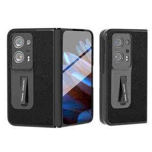 For OPPO Find N2 Integrated Genuine Leather Luolai Series Phone Case with Holder(Black)