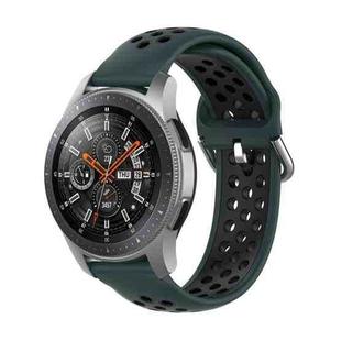 For Samsung Galaxy Watch 46mm / Gear S3 Universal Sports Two-tone Silicone Watch Band(Olive Green+Black)