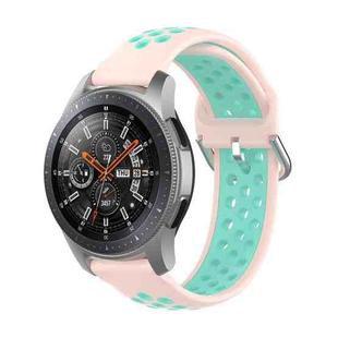 For Samsung Galaxy Watch 46mm / Gear S3 Universal Sports Two-tone Silicone Watch Band(Pink Green)