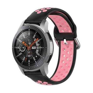 For Huawei Watch GT2 / Honor Magic Watch 2 46mm Universal Sports Two-tone Silicone Watch Band(Black Pink)