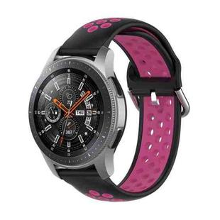 For Huawei Watch GT2 / Honor Magic Watch 2 46mm Universal Sports Two-tone Silicone Watch Band(Black+Rose Red)